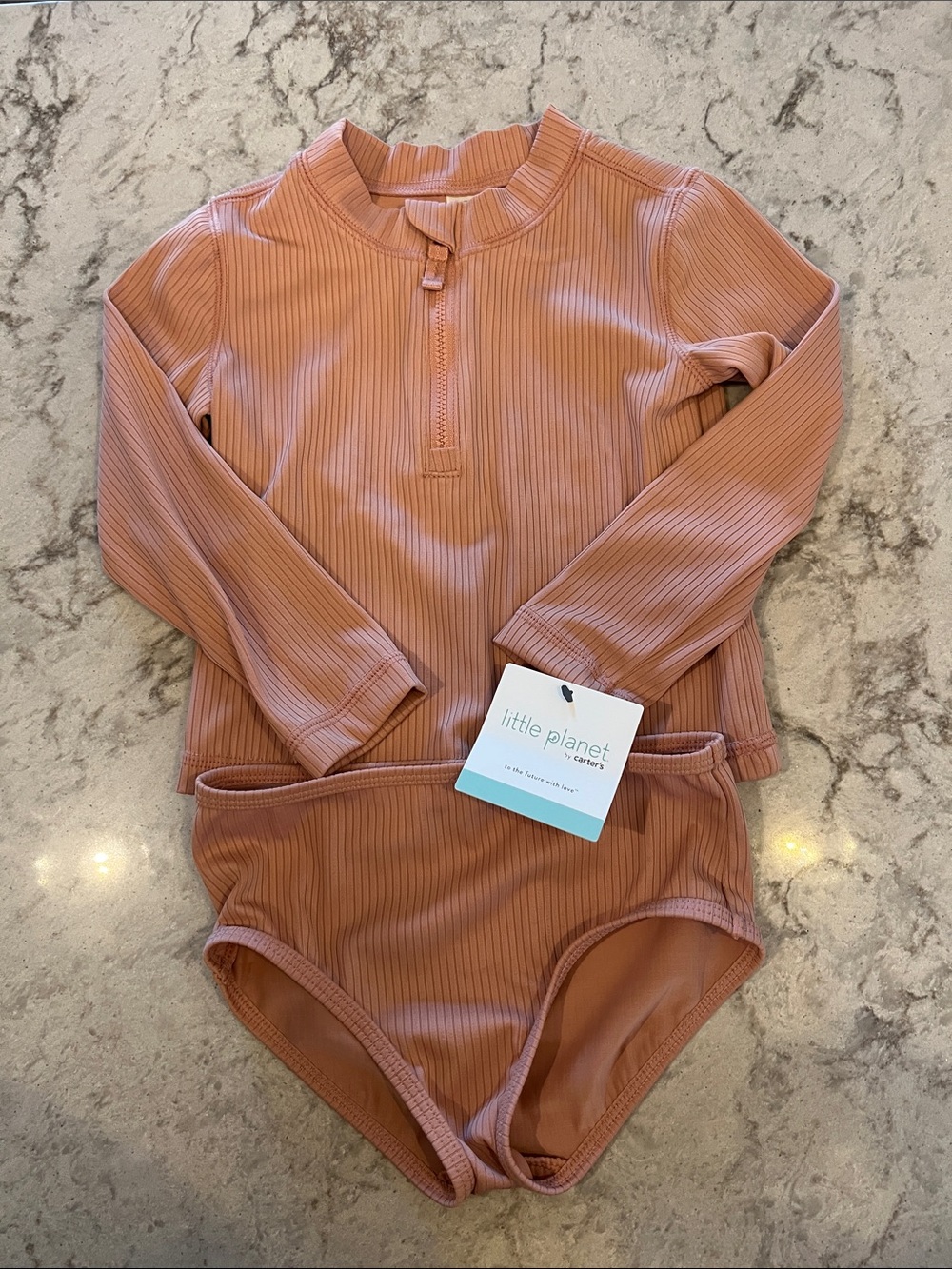 Little Planet Kids' Long Sleeve Rash Guard Set - Dusty Rose